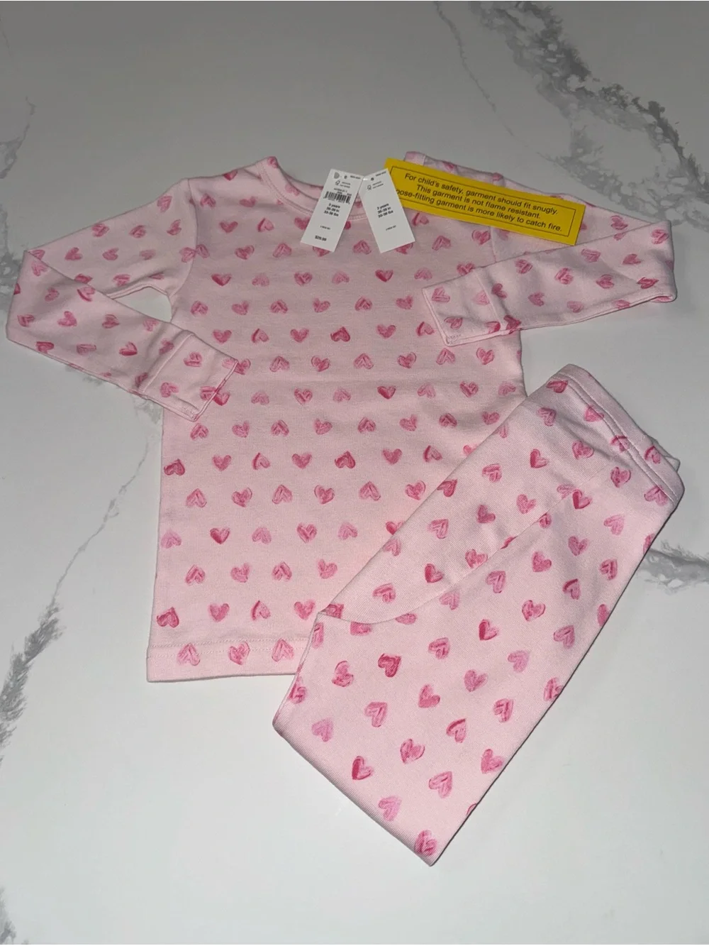 GAP Girls Pink Heart Organic Cotton Pajamas Size 5